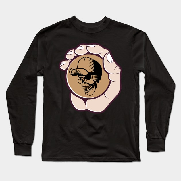 Ball with Skull in Hand Long Sleeve T-Shirt by MonkeyBusiness